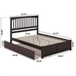 Mission Queen Wood Platform Bed with Footboard and Twin XL Trundle in Espresso