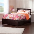 Mission Queen Wood Platform Bed with Footboard and Twin XL Trundle in Espresso