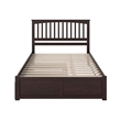 Mission Queen Wood Platform Bed with Footboard and Twin XL Trundle in Espresso