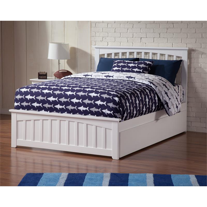 AFI Mission Solid Wood Queen Bed and Footboard with Twin XL Trundle in ...