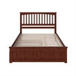 Mission Queen Platform Bed with Matching Footboard & Twin XL Trundle in Walnut