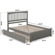 Mission Queen Platform Bed with Matching Footboard & Twin XL Trundle in Grey