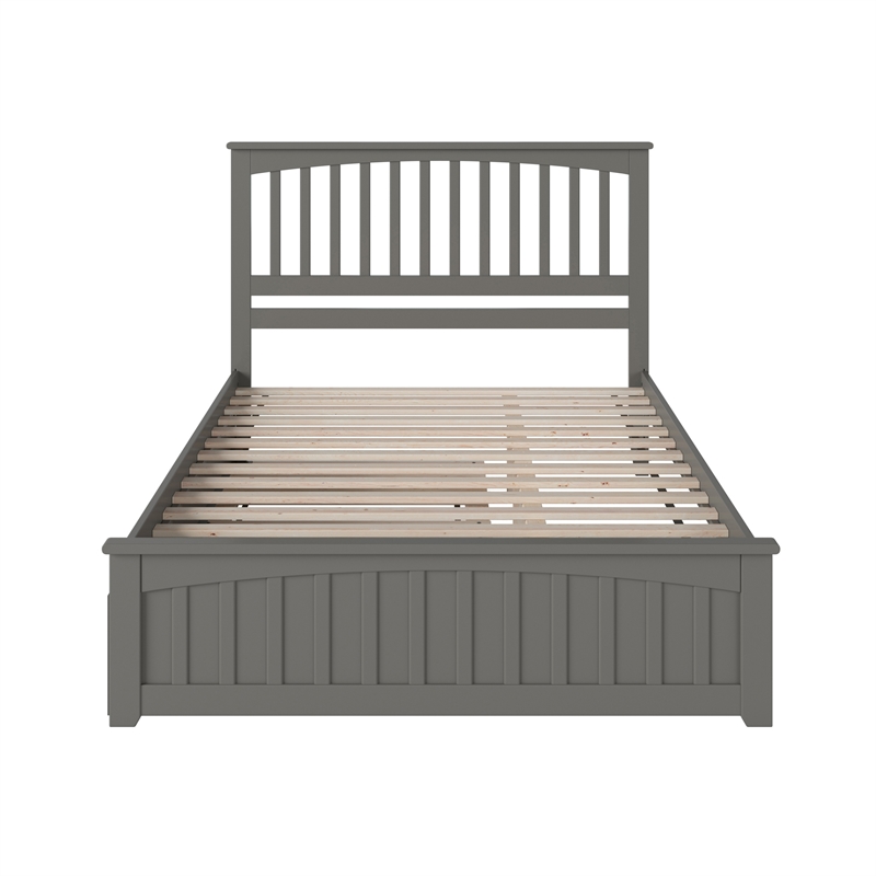Mission Queen Platform Bed with Matching Footboard & Twin XL Trundle in Grey