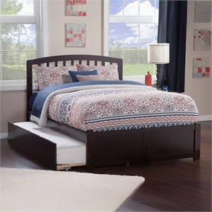 Richmond Queen Wood Platform Bed with Footboard and Twin XL Trundle in Espresso