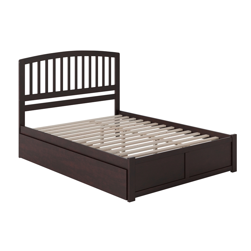 Richmond Queen Wood Platform Bed with Footboard and Twin XL Trundle in Espresso