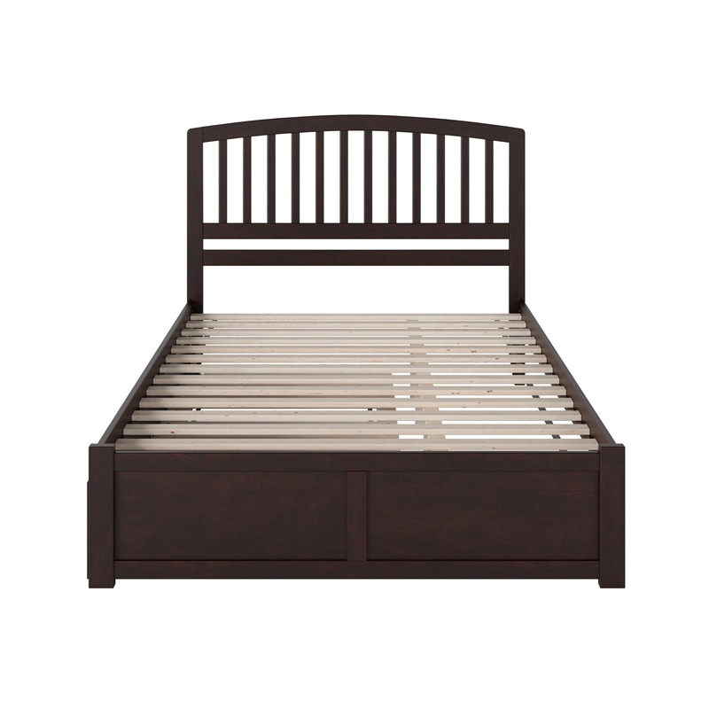 Richmond Queen Wood Platform Bed with Footboard and Twin XL Trundle in Espresso