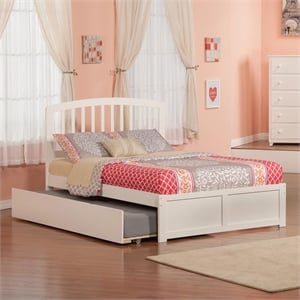 Richmond Queen Wood Platform Bed with Footboard and Twin XL Trundle in White