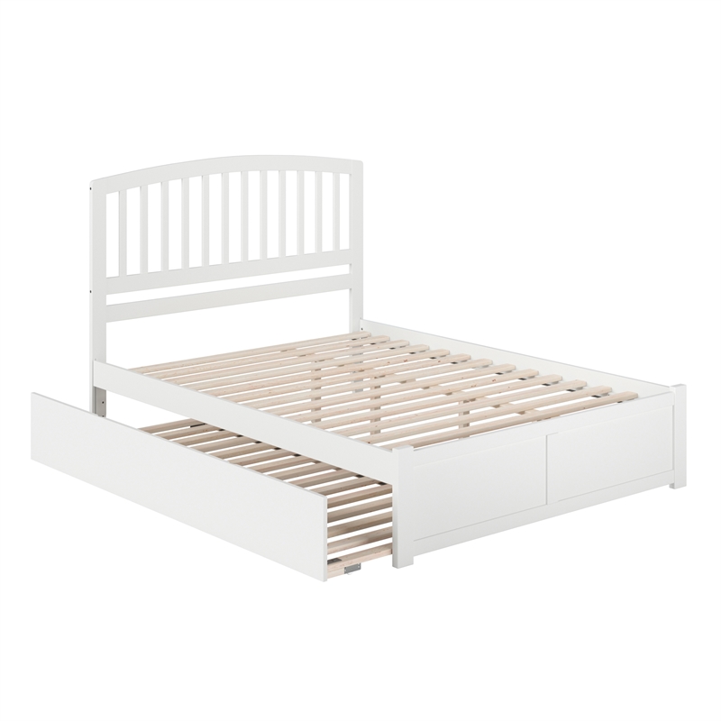 Richmond Queen Wood Platform Bed with Footboard and Twin XL Trundle in White