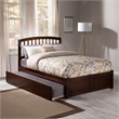 Richmond Queen Wood Platform Bed with Footboard and Twin XL Trundle in Walnut