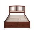 Richmond Queen Wood Platform Bed with Footboard and Twin XL Trundle in Walnut