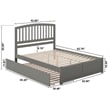 Richmond Queen Wood Platform Bed with Footboard and Twin XL Trundle in Grey
