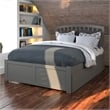 Richmond Queen Wood Platform Bed with Footboard and Twin XL Trundle in Grey