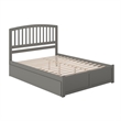 Richmond Queen Wood Platform Bed with Footboard and Twin XL Trundle in Grey