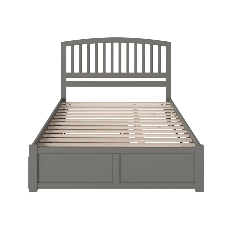 Richmond Queen Wood Platform Bed with Footboard and Twin XL Trundle in Grey
