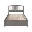 Richmond Queen Wood Platform Bed with Footboard and Twin XL Trundle in Grey