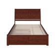 Portland Queen Wood Platform Bed with Footboard & Twin XL Trundle in Walnut