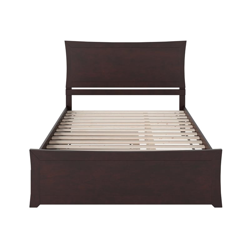 AFI Metro Solid Wood Queen Bed and Footboard with Twin XL Trundle in Espresso