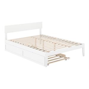 Atlantic Furniture Boston Wood Queen Bed with Twin Extra Long Trundle in White