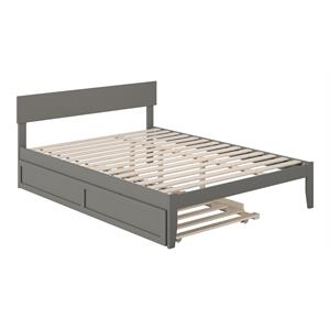 atlantic furniture boston wood queen bed with twin extra long trundle in gray
