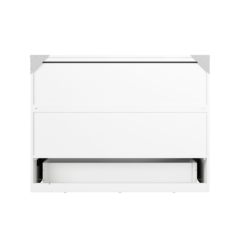 AFI Deerfield Full Solid Wood Modern Murphy Bed Chest with Mattress in White