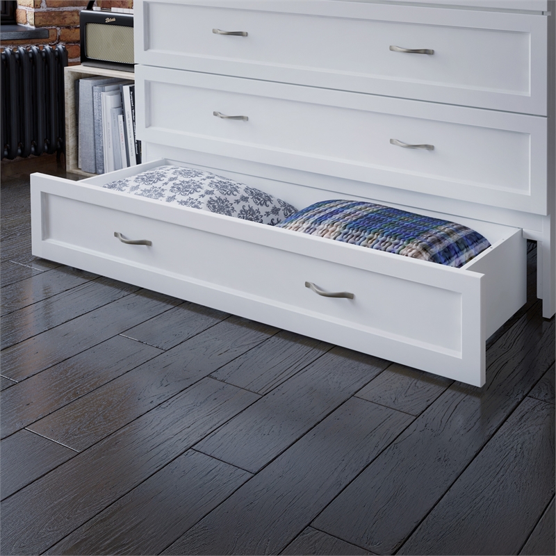 AFI Deerfield Full Solid Wood Modern Murphy Bed Chest with Mattress in White