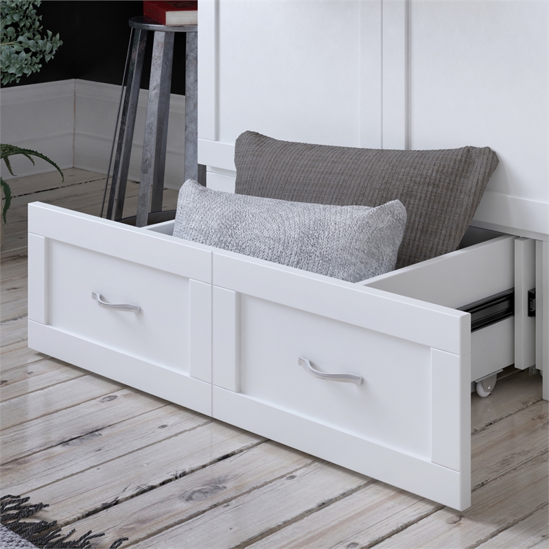 AFI Hamilton Twin XL Solid Wood Murphy Bed Chest with Built-In Charger in White