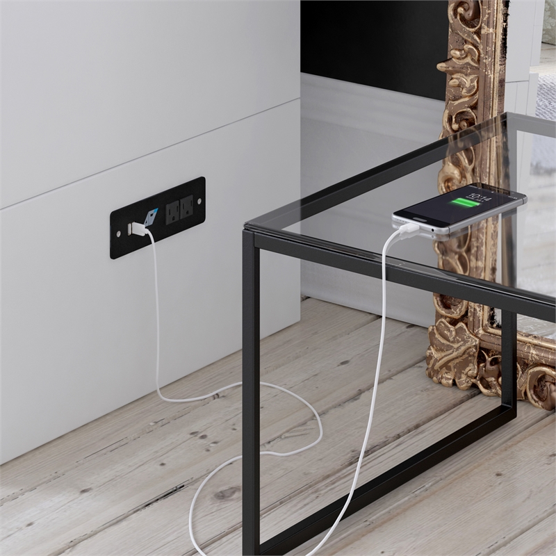 AFI Hamilton Twin XL Solid Wood Murphy Bed Chest with Built-In Charger in White