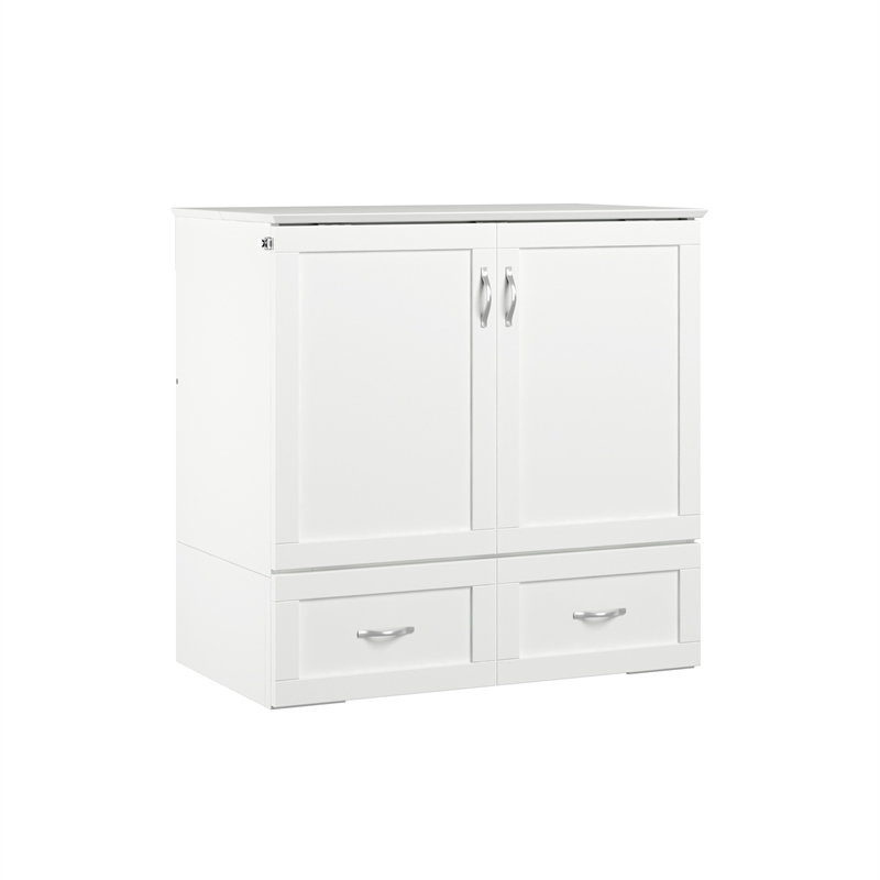 AFI Hamilton Twin XL Solid Wood Murphy Bed Chest with Built-In Charger in White