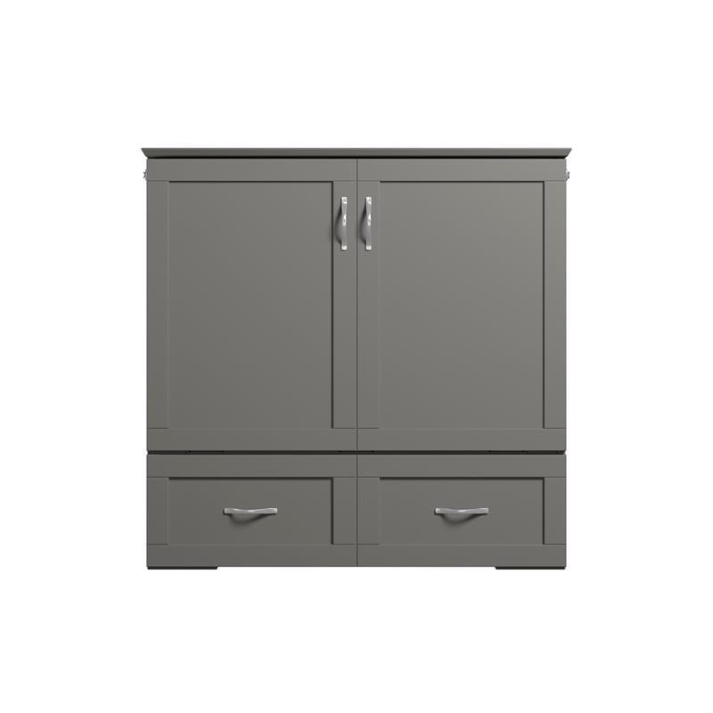 AFI Hamilton Twin XL Solid Wood Murphy Bed Chest with Built-In Charger in Gray