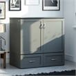 AFI Hamilton Twin XL Solid Wood Murphy Bed Chest with Built-In Charger in Gray