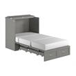 AFI Hamilton Twin XL Solid Wood Murphy Bed Chest with Built-In Charger in Gray