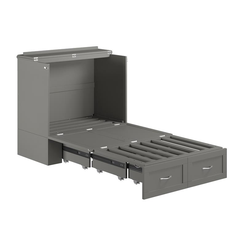 AFI Hamilton Twin XL Solid Wood Murphy Bed Chest with Built-In Charger in Gray