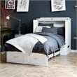 Southampton Twin XL Wood Murphy Bed Chest w Mattress & Built-in Charger in White