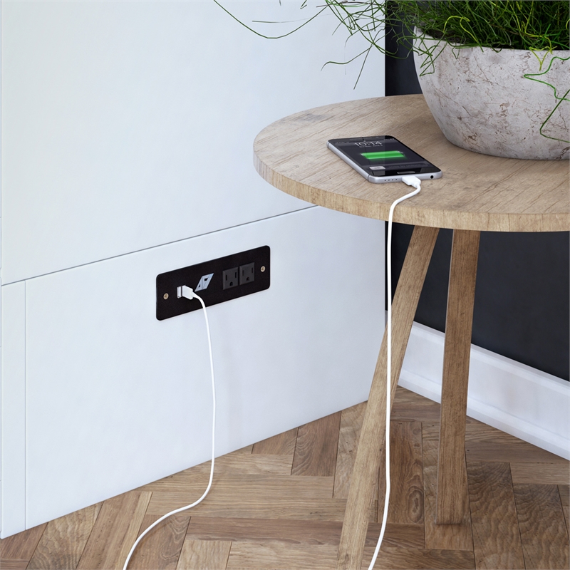 Southampton Twin XL Wood Murphy Bed Chest w Mattress & Built-in Charger in White