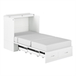 Southampton Twin XL Wood Murphy Bed Chest w Mattress & Built-in Charger in White
