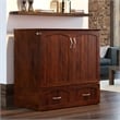 Southampton Twin XL Wood Murphy Bed Chest w Mattress and Built-in Charger Walnut