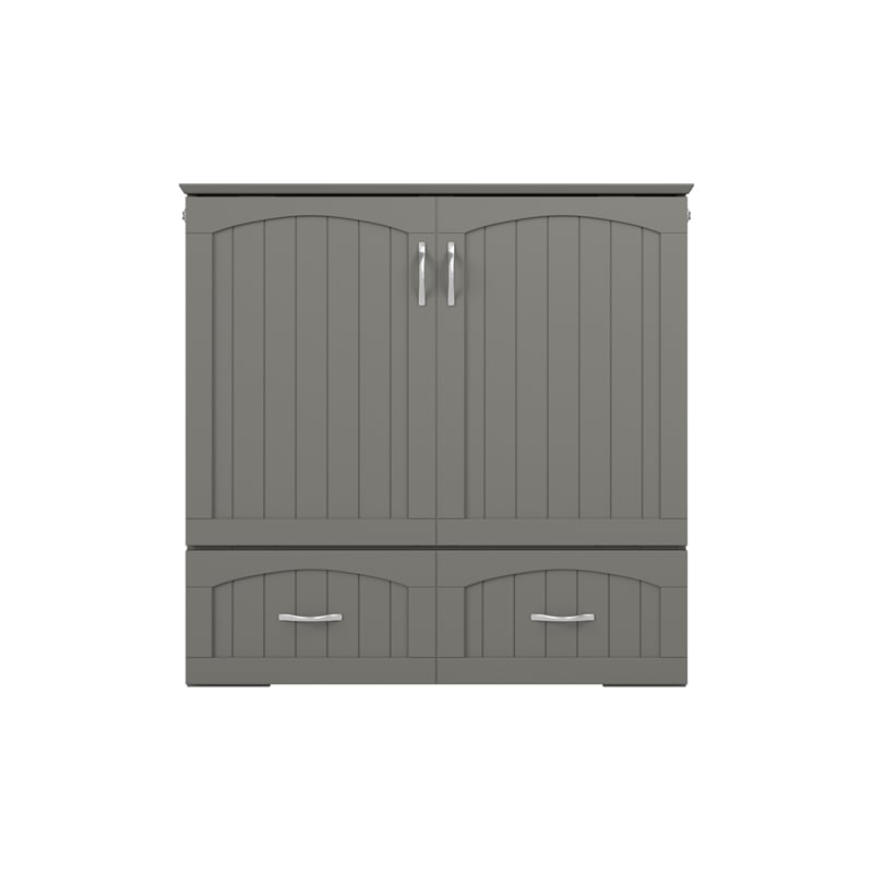 Southampton Twin XL Wood Murphy Bed Chest w/ Mattress & Built-in Charger in Gray