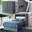 Southampton Twin XL Wood Murphy Bed Chest w/ Mattress & Built-in Charger in Gray