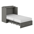 Southampton Twin XL Wood Murphy Bed Chest w/ Mattress & Built-in Charger in Gray