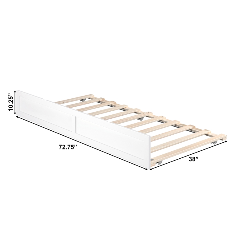 AFI Twin Sized Solid Wood Modern Trundle in White