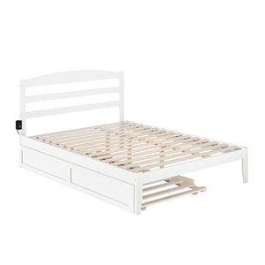 atlantic furniture warren wooden queen bed w/ twin trundle in white