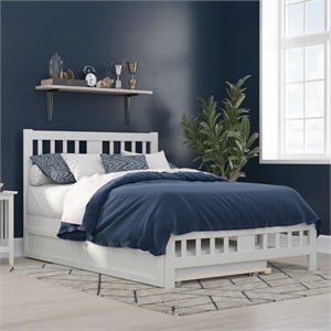 AFI Tahoe Wood Full Platform Bed with Footboard and Twin Trundle in White