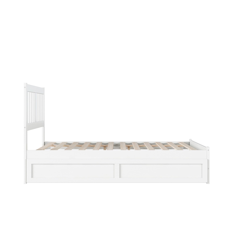 AFI Tahoe Wood Full Platform Bed with Footboard and Twin Trundle in White