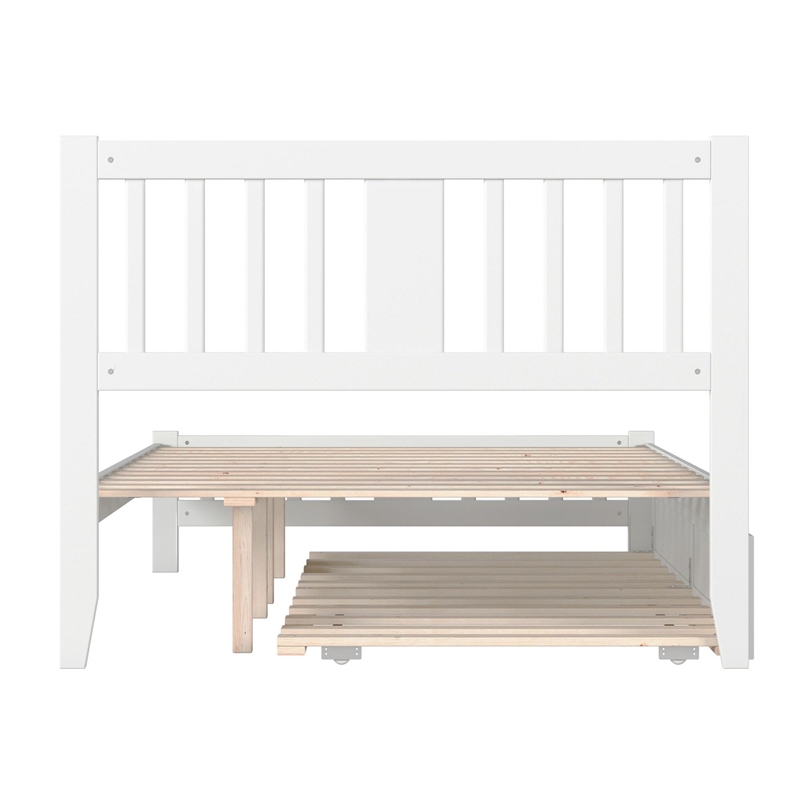 AFI Tahoe Wood Full Platform Bed with Footboard and Twin Trundle in White