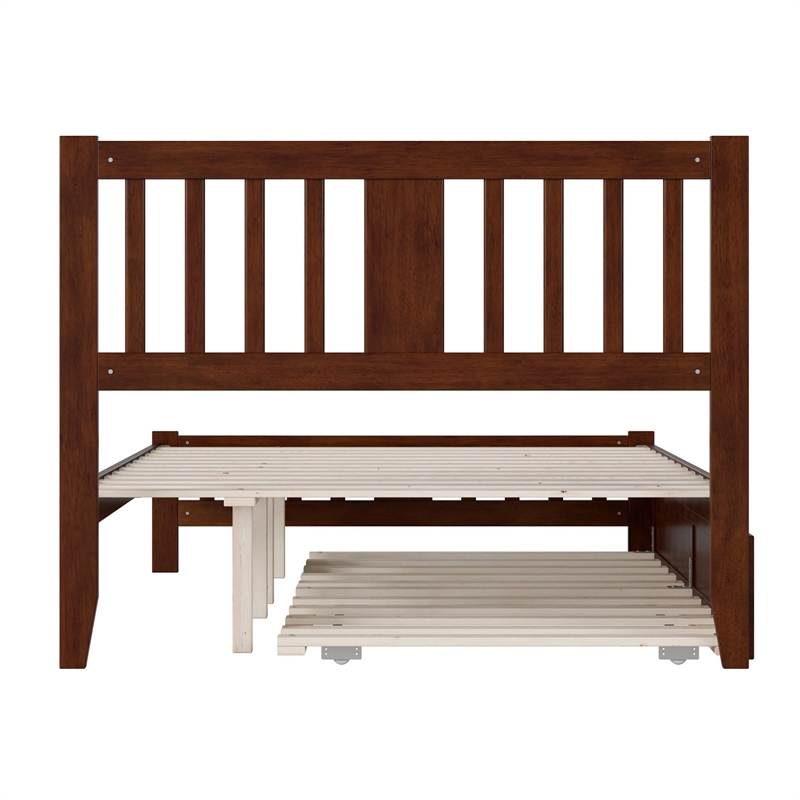 AFI Tahoe Wood Full Platform Bed with Footboard and Twin Trundle in Walnut