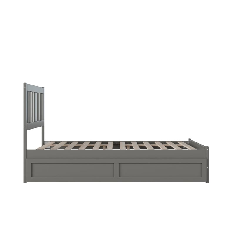 AFI Tahoe Wood Full Platform Bed with Footboard and Twin Trundle in Grey