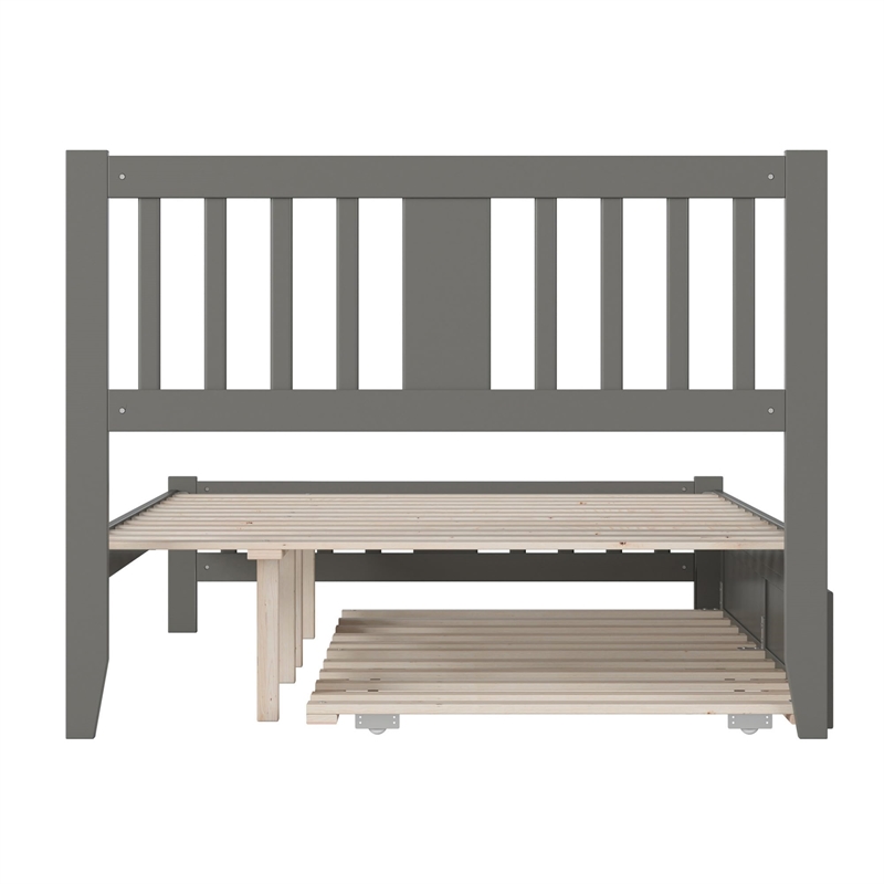 AFI Tahoe Wood Full Platform Bed with Footboard and Twin Trundle in Grey