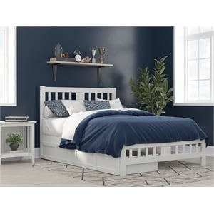 AFI Tahoe Wood Full Platform Bed with Footboard and 2 Drawers in White