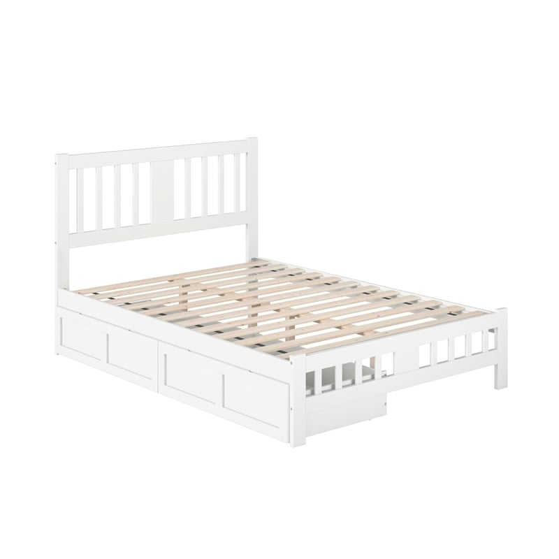 AFI Tahoe Wood Full Platform Bed with Footboard and 2 Drawers in White