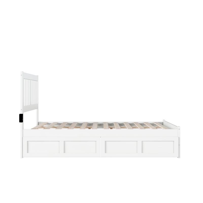 AFI Tahoe Wood Full Platform Bed with Footboard and 2 Drawers in White